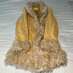 Charlotte Russe corduroy jacket w/ faux fur details around neck, cuffs, bottom